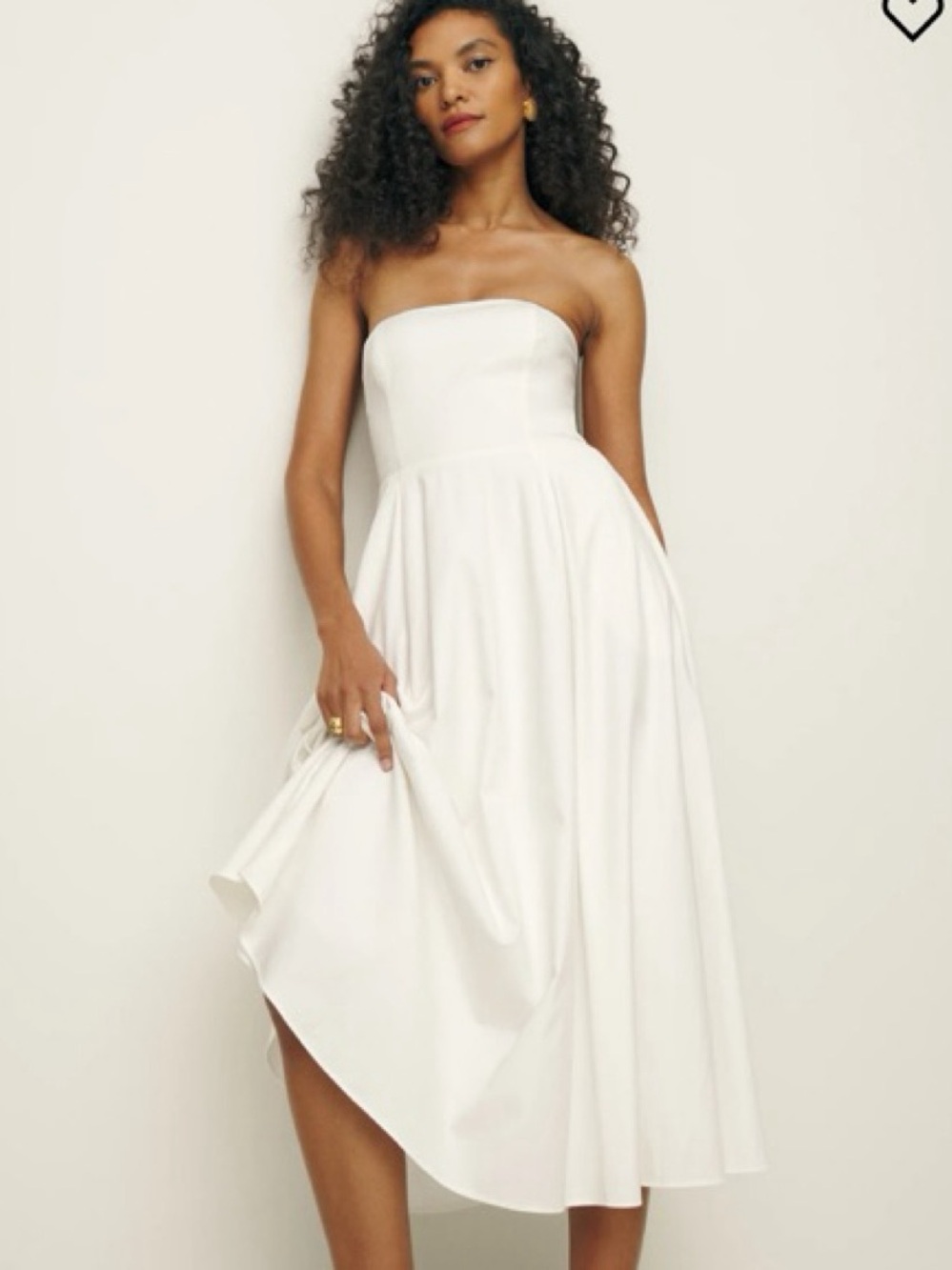 Reformation Astoria Strapless White Midi Dress - Elegant Summer Dress